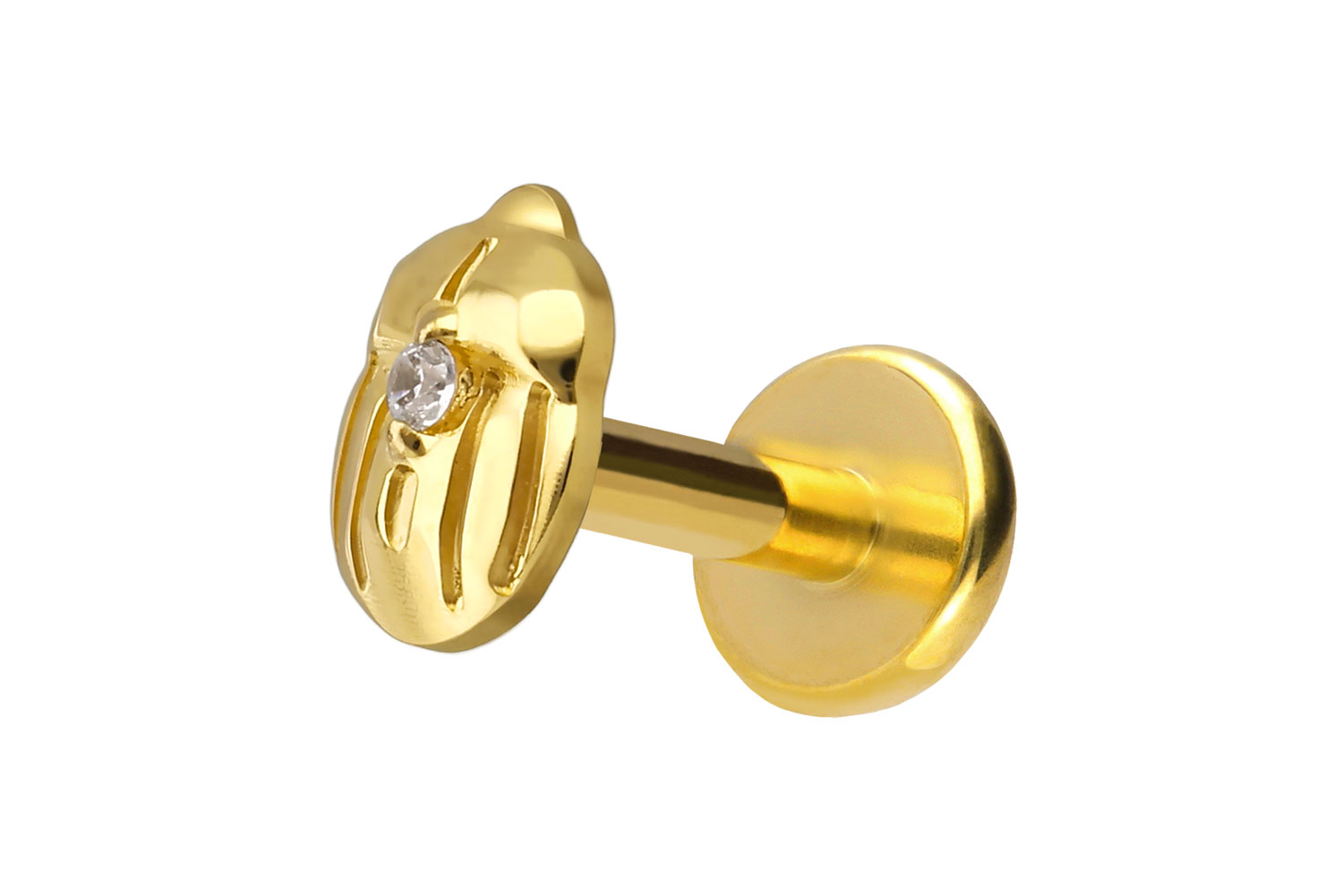 Titan Labret Piercing mit Push Fit SKARABÄUS